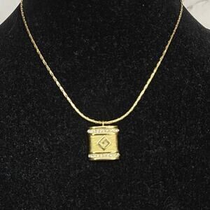 Givenchy Vintage Gold Tone Pendant Necklace - Rhinestones - 16.6” - Stamped